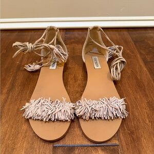 Steve Madden Tan Fringe Suede Sandals